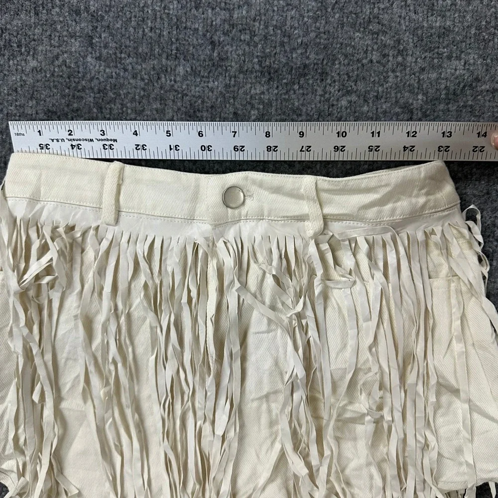 Le Lis Shorts Womens Size S Cream Denim Fringe Western Festival Boho Casual